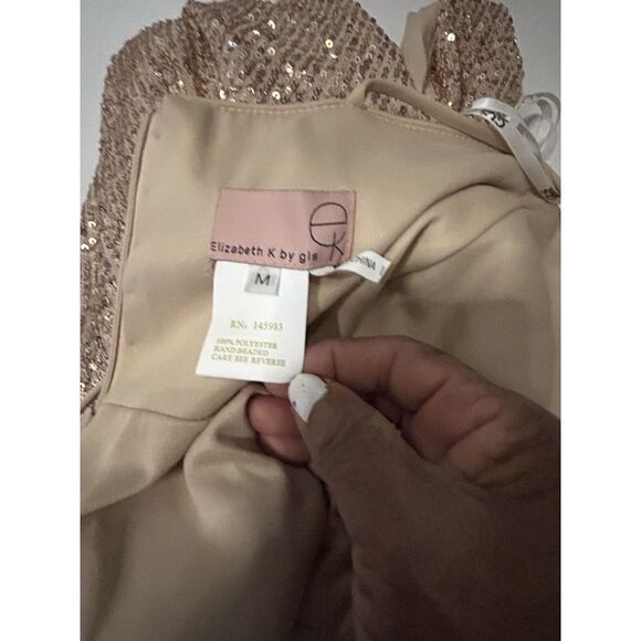 Elizabeth K Rose Gold Sequin Backless‎ Gown, Size M. Prom Formal - Picture 7 of 8